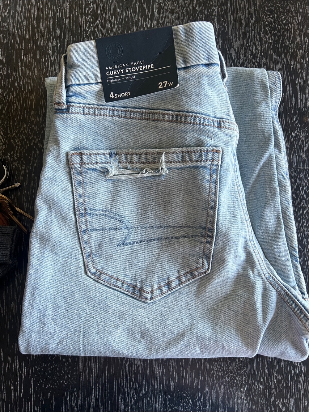 American Eagle Outfitters High-Rise Curvy Stovepipe Light Wash Blue Jeans